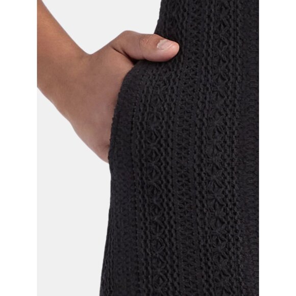 NWT, SZ XL, 100 COTTON Crochet Sleeveless Mini Dress, Black - Picture 3 of 4